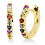 Creolen Gelbgold 18kt 0,04 Diamantschmuck Farbstein 0,38 ct - 2P983