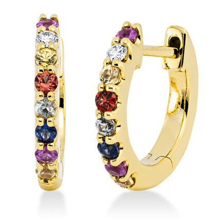 Creolen Gelbgold 18kt 0,04 Diamantschmuck Farbstein 0,38 ct - 2P983