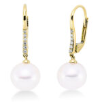 Ohrschmuck Gelbgold 18kt 0,07 Diamantschmuck mit 12 Diamanten Südseeperle 10 mm - 2Q701