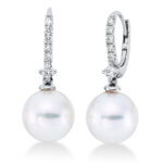 Ohrschmuck Weißgold 18kt 0,25 Diamantschmuck mit 12 Diamanten Südseeperle 9,5 mm - 2Q900