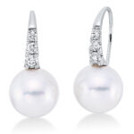 Ohrhänger Weißgold 18kt 0,20 Diamantschmuck mit 6 Diamanten Südseeperle 9 mm - 2Q901