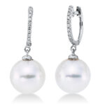 Ohrschmuck Weißgold 18kt 0,07 Diamantschmuck mit 20 Diamanten Südseeperle 9,5 mm - 2Q903