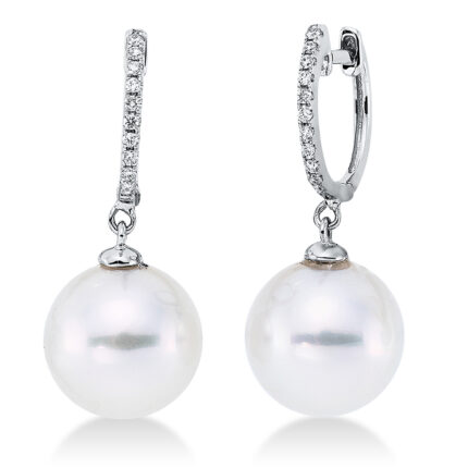 Ohrschmuck Weißgold 18kt 0,07 Diamantschmuck mit 20 Diamanten Südseeperle 9,5 mm - 2Q903