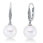 Ohrschmuck Weißgold 18kt 0,07 Diamantschmuck mit 14 Diamanten Südseeperle 10,5 mm - 2Q910