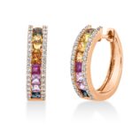 Creolen Rosegold 18kt 0,34 Diamantschmuck Farbstein 1,46 ct - 2R922