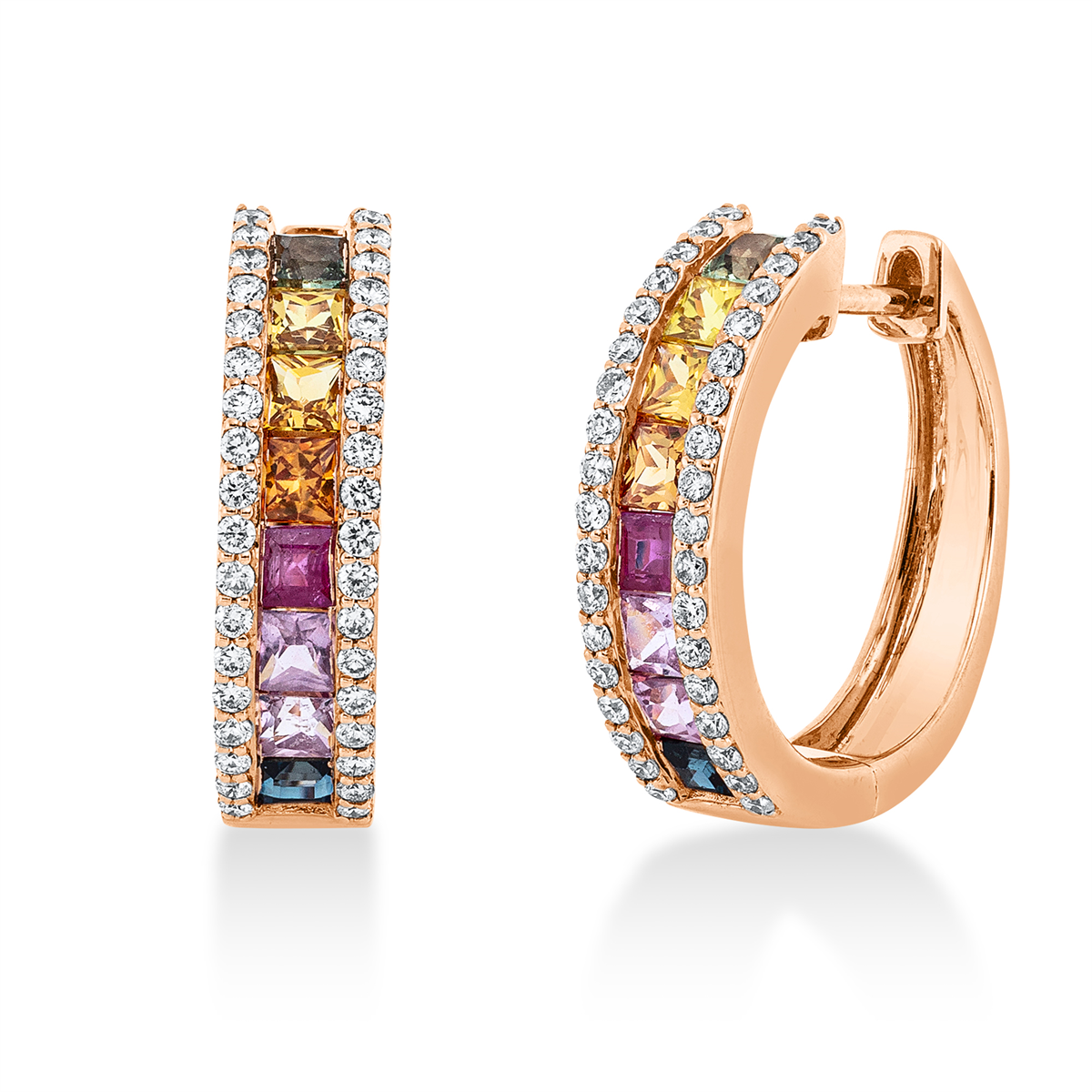 2R922R Creolen Rosegold 18kt 0,34 Diamantschmuck Farbstein 1,46 ct - 2R922 – Bild 1