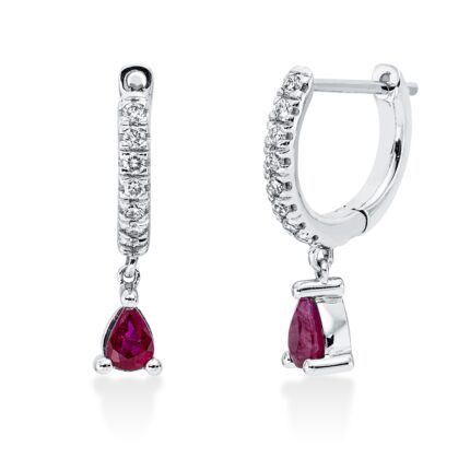 Ohrschmuck Weißgold 18kt 0,12 Diamantschmuck Farbstein 0,41 ct - 2S426