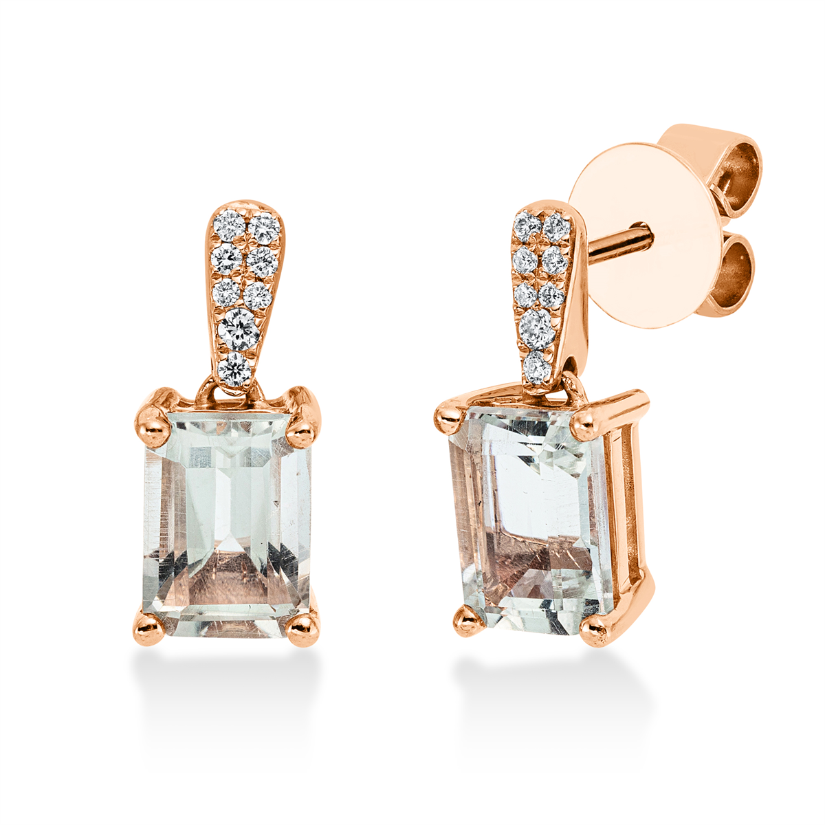 2S443R Ohrschmuck Rosegold 18kt 0,07 Diamantschmuck Farbstein 2,04 ct - 2S443 – Bild 1