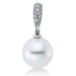 Anhänger Weißgold 18kt 0,10 Diamantschmuck mit 18 Diamanten Südseeperle 10 mm - 3A391