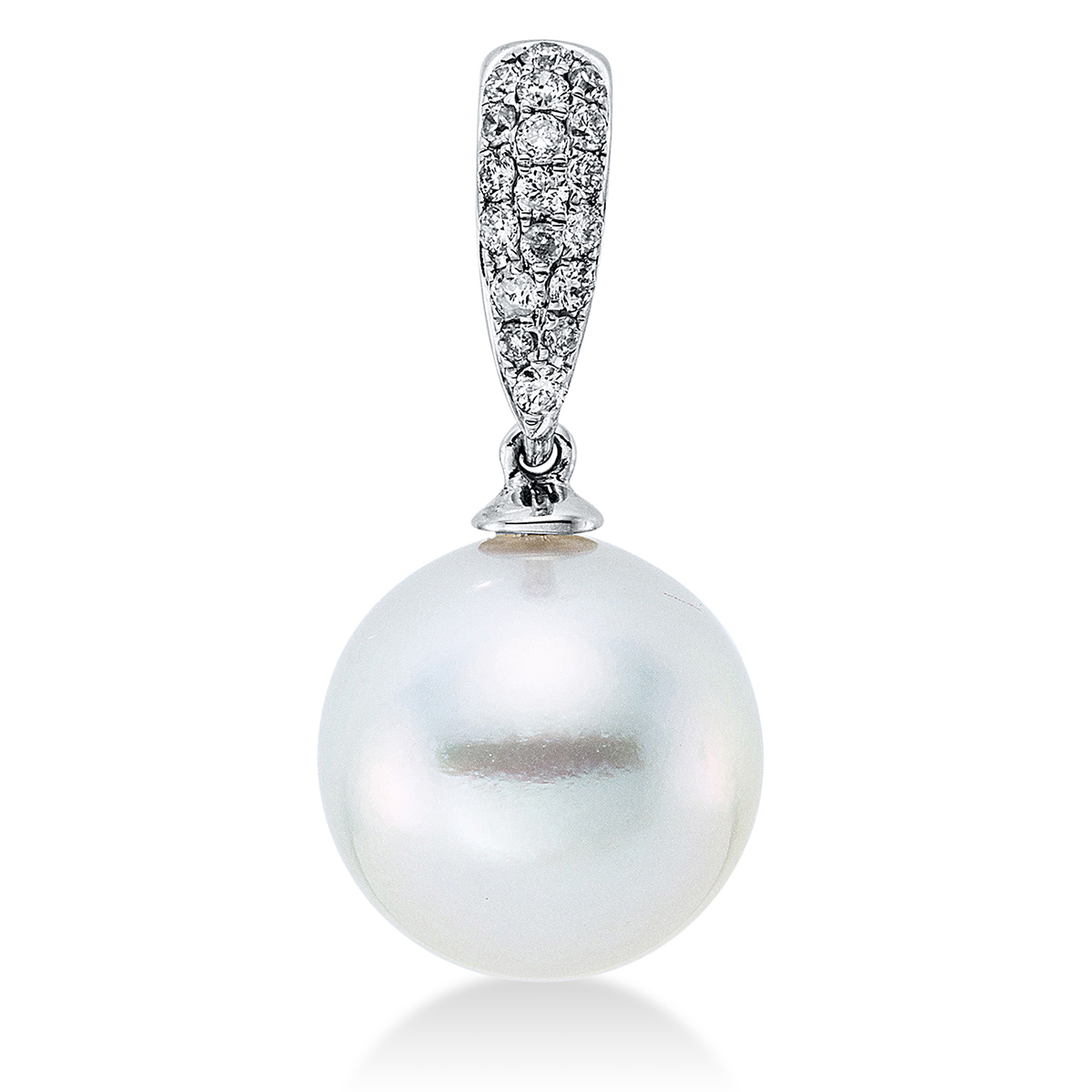 3A391W Anhänger Weißgold 18kt 0,10 Diamantschmuck mit 18 Diamanten Südseeperle 10 mm - 3A391 – Bild 1