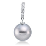 Anhänger Weißgold 18kt 0,11 Diamantschmuck mit 6 Diamanten Tahiti 10 mm - 3A731