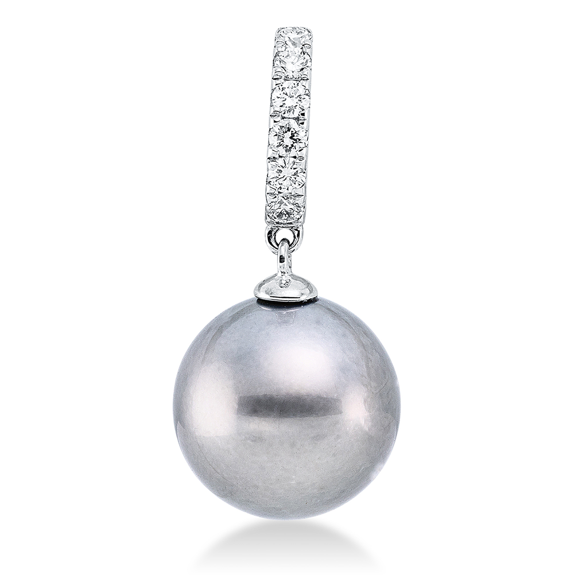 3A731W Anhänger Weißgold 18kt 0,11 Diamantschmuck mit 6 Diamanten Tahiti 10 mm - 3A731 – Bild 1