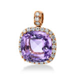 Anhänger 4er-Krappe Rosegold 18kt 0,36 Diamantschmuck Farbstein 6,48 ct - 3E555