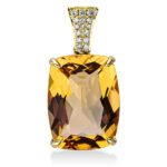 Anhänger 4er-Krappe Gelbgold 18kt 0,08 Diamantschmuck Farbstein 8,9 ct - 3F361