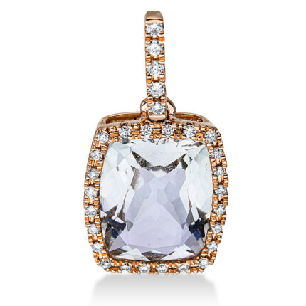 Anhänger Rosegold 18kt 0,13 Diamantschmuck Farbstein 3 ct - 3F827