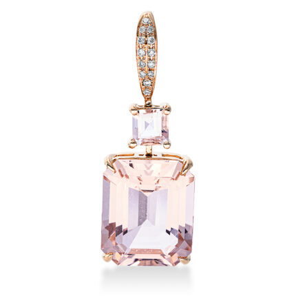 Anhänger 4er-Krappe Rosegold 18kt 0,05 Diamantschmuck Farbstein 5,5 ct - 3F879