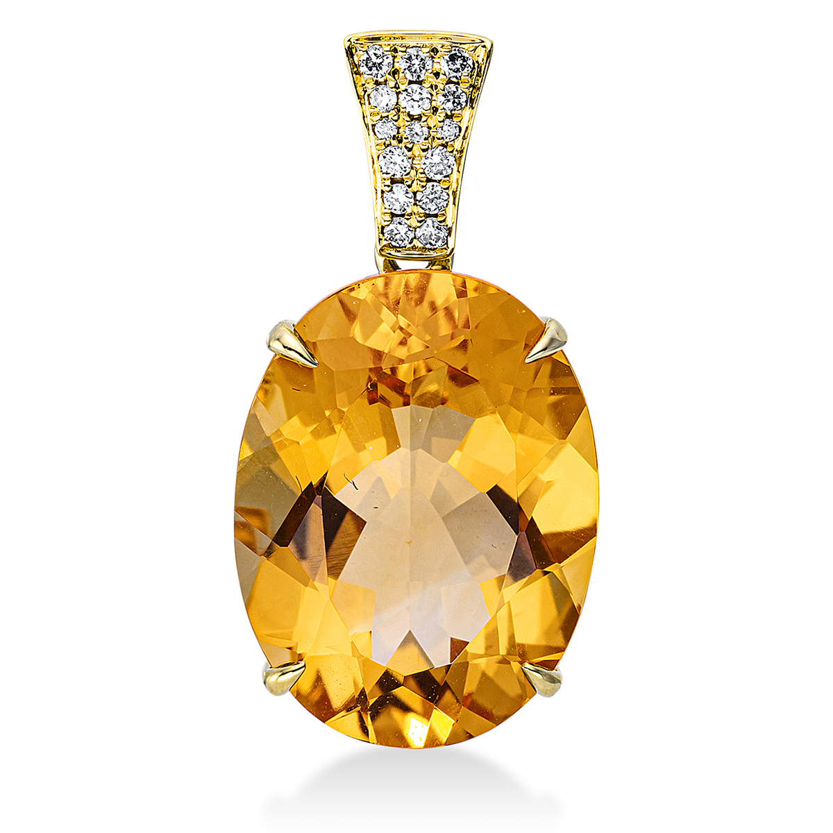 3F893G Anhänger 4er-Krappe Gelbgold 18kt 0,08 Diamantschmuck Farbstein 8,3 ct - 3F893 – Bild 1
