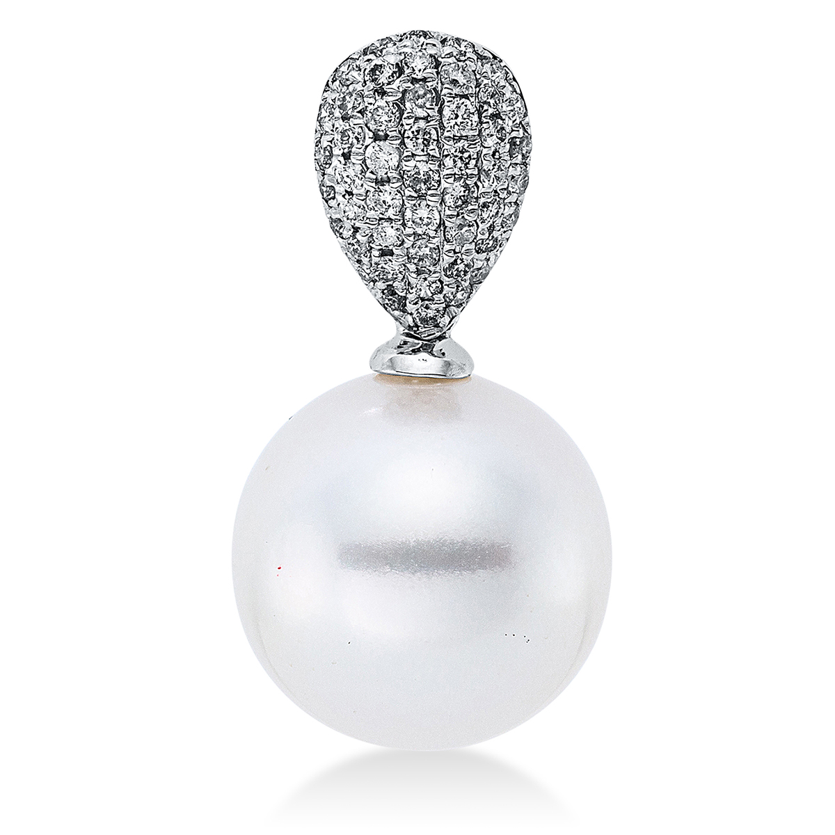 3F898W Anhänger Weißgold 18kt 0,21 Diamantschmuck mit 47 Diamanten Südseeperle 11 mm - 3F898 – Bild 1