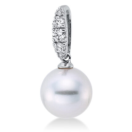 Anhänger Weißgold 18kt 0,17 Diamantschmuck mit 5 Diamanten Südseeperle 9,5 mm - 3F900