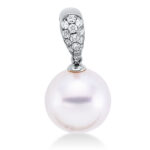 Anhänger Weißgold 18kt 0,12 Diamantschmuck mit 14 Diamanten Südseeperle 11 mm - 3F915