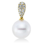 Anhänger Gelbgold 18kt 0,22 Diamantschmuck mit 17 Diamanten Südseeperle 11,5 mm - 3F922