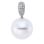 Anhänger Weißgold 18kt 0,25 Diamantschmuck mit 25 Diamanten Südseeperle 11,5 mm - 3F931