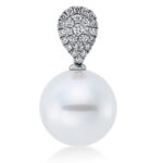 Anhänger Weißgold 18kt 0,06 Diamantschmuck mit 19 Diamanten Südseeperle 13,5 mm - 3F934