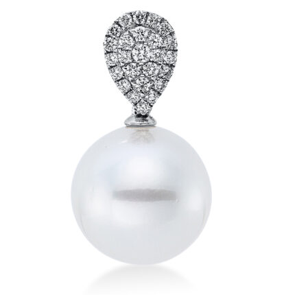 Anhänger Weißgold 18kt 0,06 Diamantschmuck mit 19 Diamanten Südseeperle 13,5 mm - 3F934