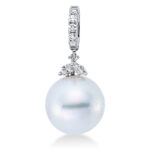 Anhänger Weißgold 18kt 0,20 Diamantschmuck mit 8 Diamanten Südseeperle 11,5 mm - 3F936