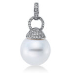 Anhänger Weißgold 18kt 0,21 Diamantschmuck mit 41 Diamanten Südseeperle 13 mm - 3F940