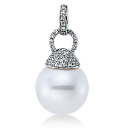 Anhänger Weißgold 18kt 0,21 Diamantschmuck mit 41 Diamanten Südseeperle 13 mm - 3F940