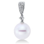 Anhänger Weißgold 18kt 0,15 Diamantschmuck mit 9 Diamanten Südseeperle 11,5 mm - 3F955