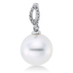 Anhänger Weißgold 18kt 0,03 Diamantschmuck mit 12 Diamanten Südseeperle 10 mm - 3F979
