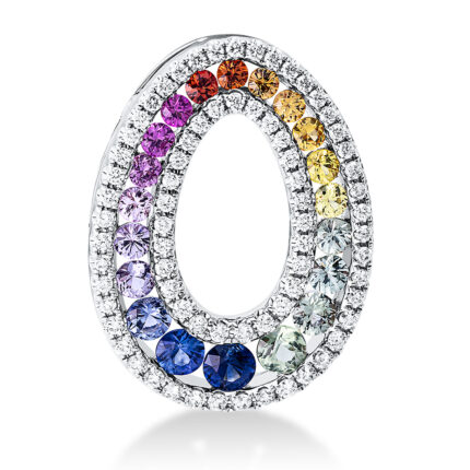 Anhänger Weißgold 18kt 0,43 Diamantschmuck Farbstein 1,37 ct - 3G412