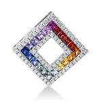 Anhänger Weißgold 18kt 0,44 Diamantschmuck Farbstein 1,32 ct - 3G416