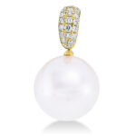 Anhänger Gelbgold 18kt 0,13 Diamantschmuck mit 21 Diamanten Südseeperle 11 mm - 3G881
