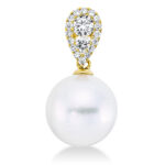 Anhänger Gelbgold 18kt 0,22 Diamantschmuck mit 19 Diamanten Südseeperle 9,5 mm - 3G900
