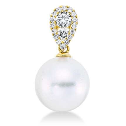 Anhänger Gelbgold 18kt 0,22 Diamantschmuck mit 19 Diamanten Südseeperle 9,5 mm - 3G900