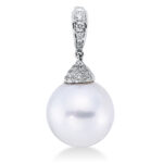 Anhänger Weißgold 18kt 0,15 Diamantschmuck mit 22 Diamanten Südseeperle 13 mm - 3G905