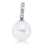 Anhänger Weißgold 18kt 0,14 Diamantschmuck mit 6 Diamanten Süßwasserperle 10,5 mm - 3G906
