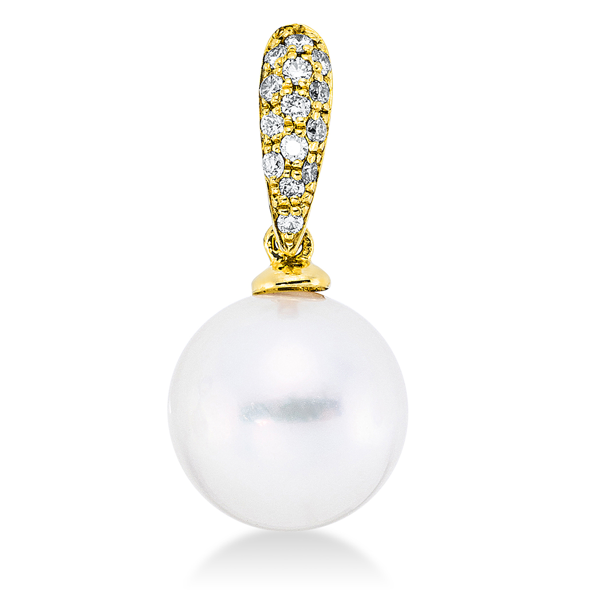 3G907G Anhänger Gelbgold 18kt 0,10 Diamantschmuck mit 14 Diamanten Südseeperle 9 mm - 3G907 – Bild 1