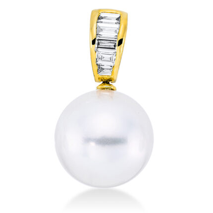 Anhänger Gelbgold 18kt 0,18 Diamantschmuck mit 5 Diamanten Südseeperle 11,5 mm - 3G910
