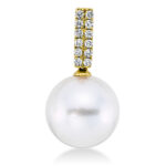 Anhänger Gelbgold 18kt 0,15 Diamantschmuck mit 12 Diamanten Südseeperle 11,5 mm - 3G911