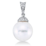 Anhänger Weißgold 18kt 0,13 Diamantschmuck mit 27 Diamanten Südseeperle 9,5 mm - 3G913