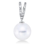 Anhänger Weißgold 18kt 0,08 Diamantschmuck mit 14 Diamanten Südseeperle 9,5 mm - 3G916