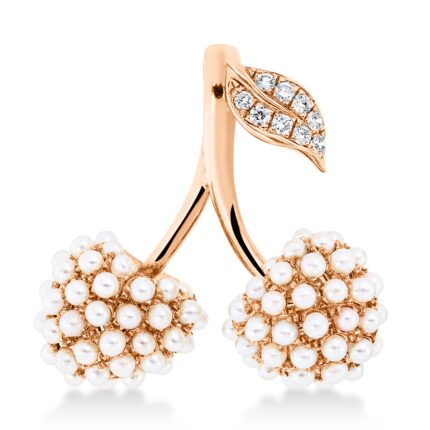 Anhänger Rosegold 18kt 0,07 Diamantschmuck mit 9 Diamanten Zuchtperle 1,4 mm - 3H049