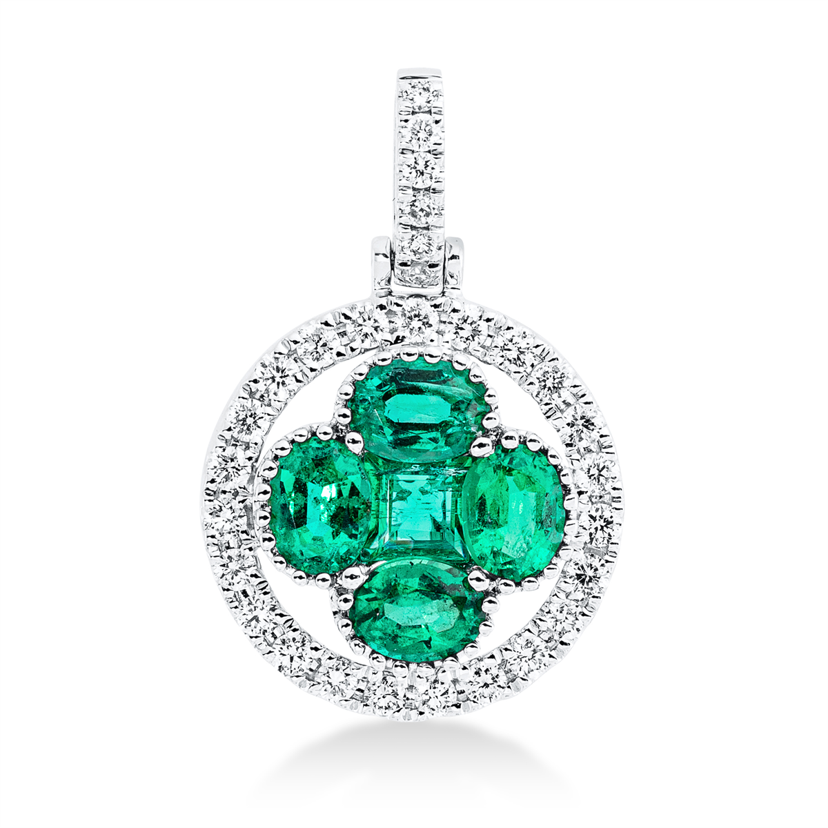 3H054W Anhänger Weißgold 18kt 0,24 Diamantschmuck Farbstein 0,67 ct - 3H054 – Bild 1