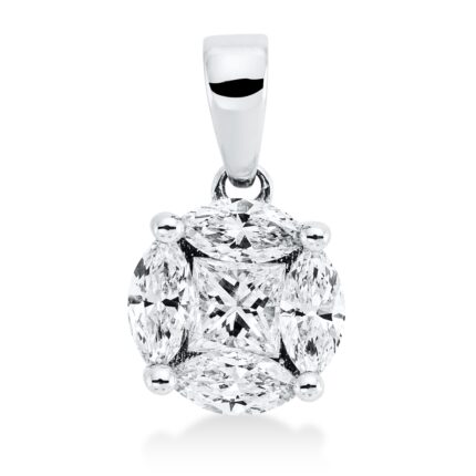 Anhänger Weißgold 18kt 0,47 Diamantschmuck mit 5 Diamanten - 3H125