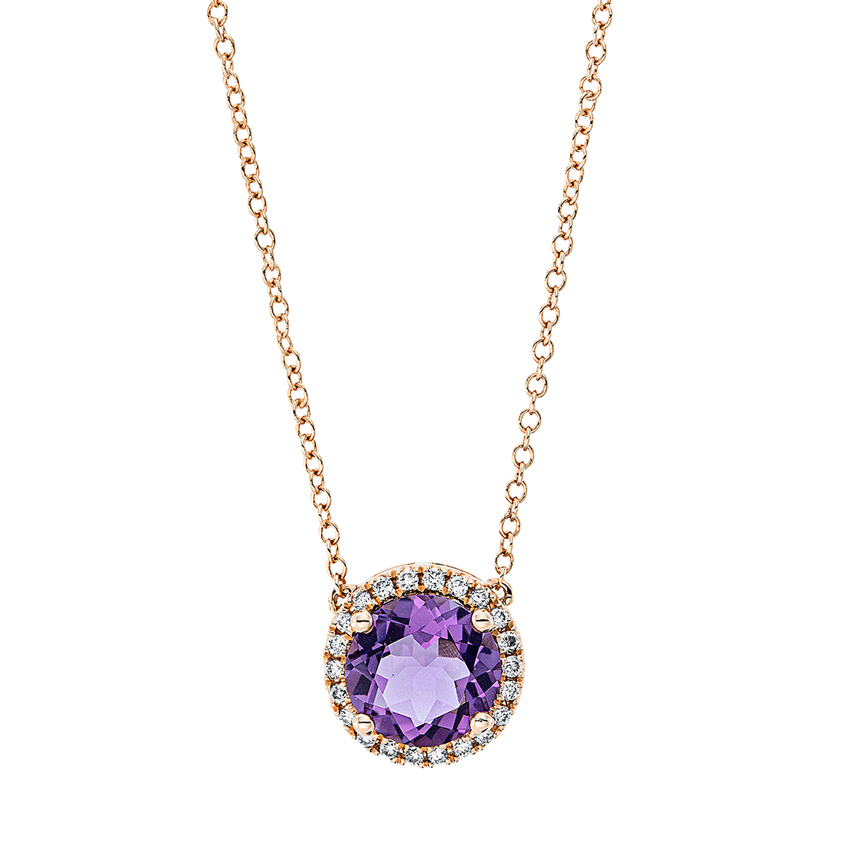 4F894R Collier 4er-Krappe Rosegold 18kt 0,10 Diamantschmuck Farbstein 1,3 ct - 4F894 – Bild 1