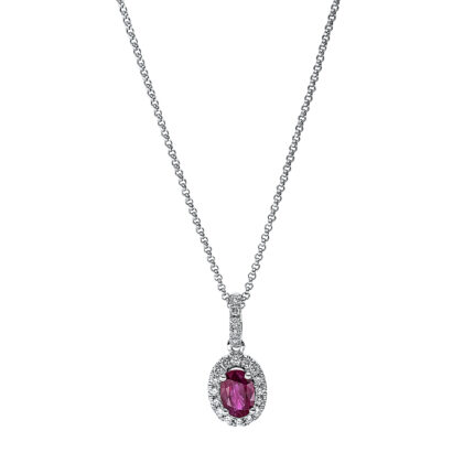 Collier 4er-Krappe Weißgold 18kt 0,15 Diamantschmuck Farbstein 0,61 ct - 4I890